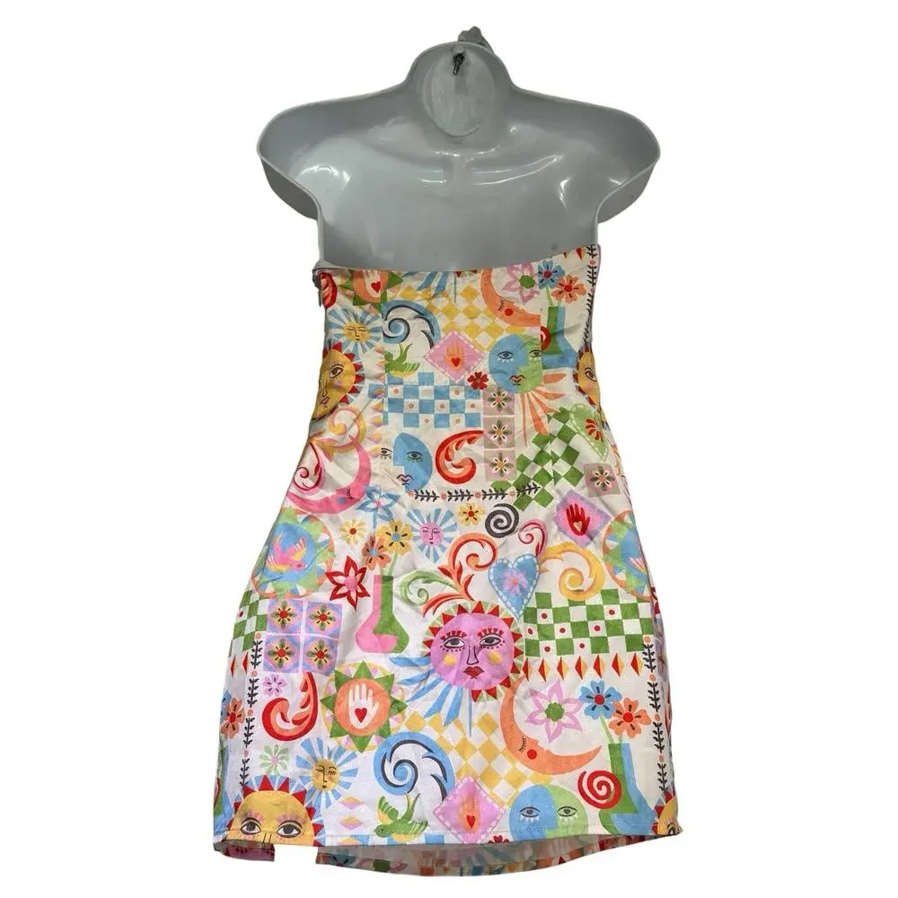 Beginning Boutique lauren Summer Print Strapless Mini Dress US Size 2